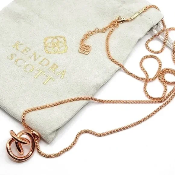 Kendra Scott Rose Gold Presleigh Love Knot Pendant Necklace - Picture 3 of 7